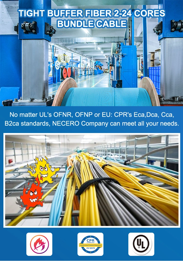 Necero CCTV Fiber Optic Cable Telecommunications Indoor High Strength Quality Indoor Fiber Optic Cabling