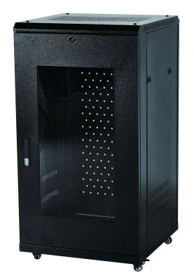 Armadio dati rack per server di rete da 19'' con porta in vetro e alloggiamento in acciaio, a pavimento, 22U